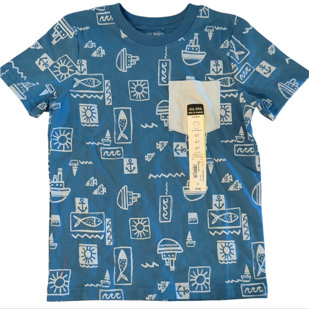 OKIE DOKIE NWT Mix & Match Blue On Blue Nautica Print Tee Shirt